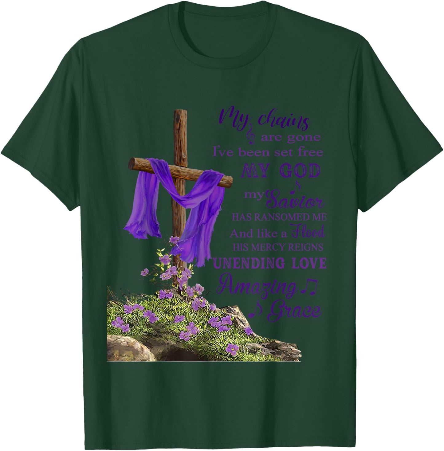 Christian Cross Amazing Purple Grace Love Women T-Shirt - T-Shirt | Forest