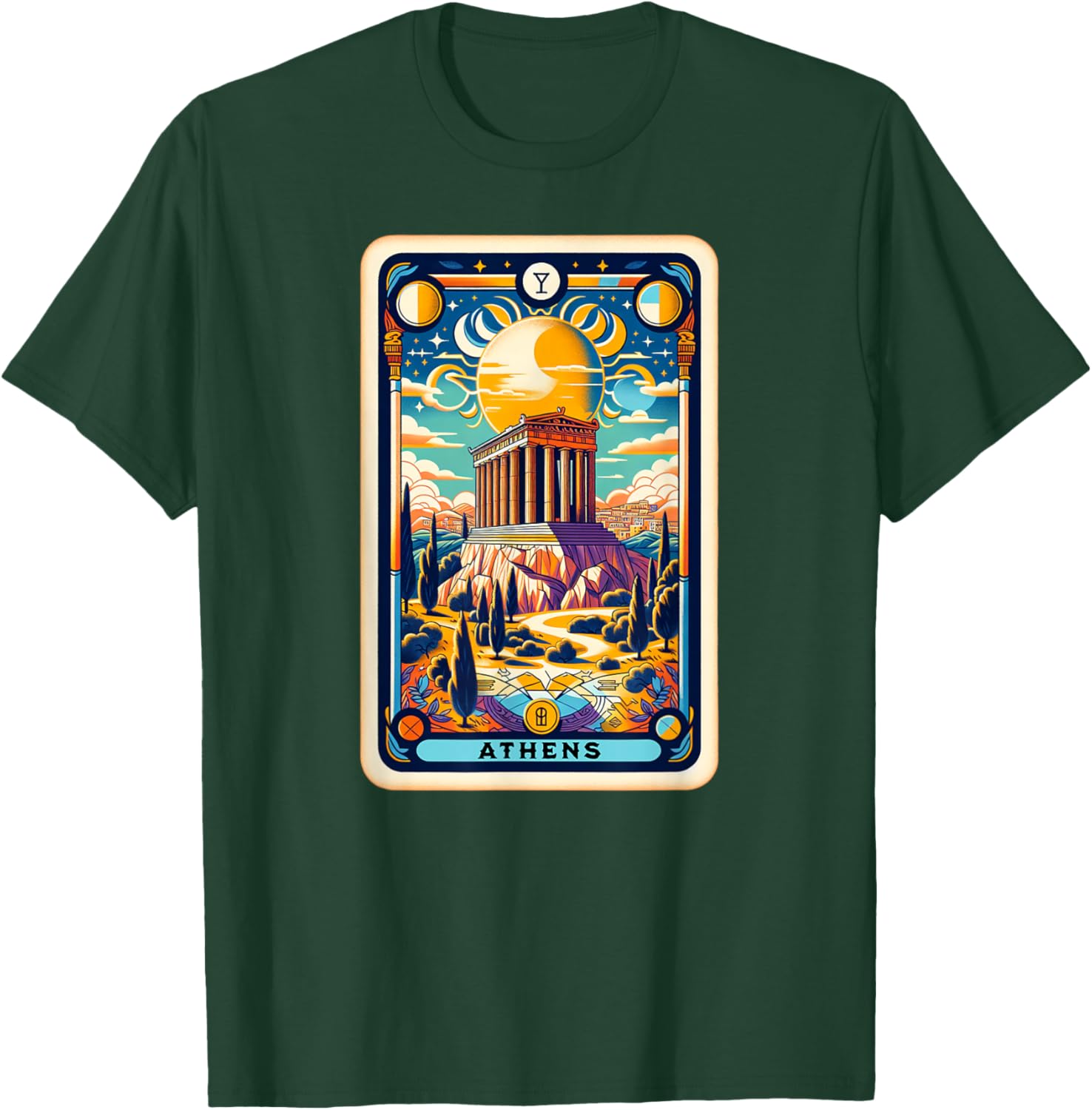 Athens In Greece Tarot Cards and Greek Ruins Of Parthenon T-Shirt - T-Shirt | Forest
