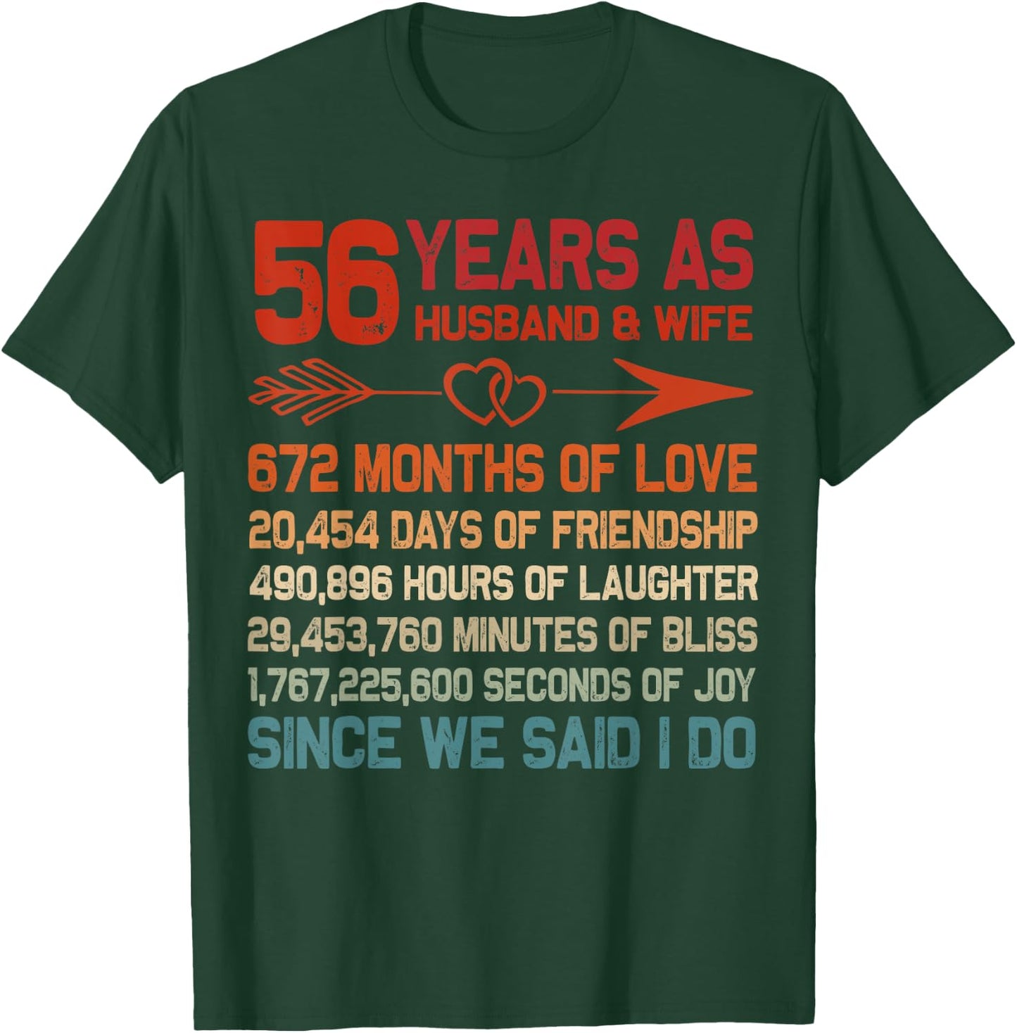 56 Years as Husband & Wife 56th Anniversary Gift Couple T-Shirt - T-Shirt | Forest
