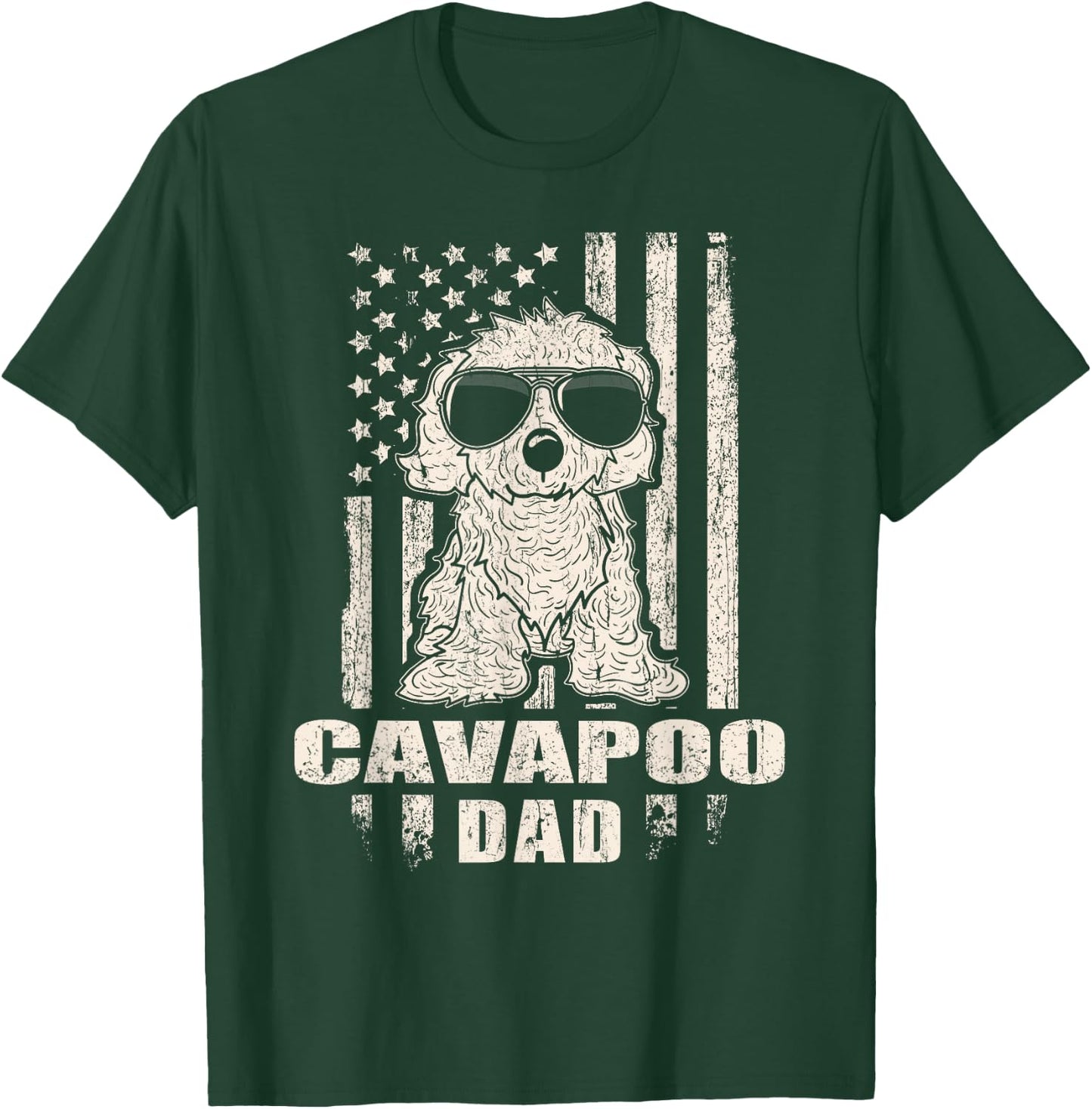 Cavapoo Dad Cool Vintage Retro Proud American T-Shirt - T-Shirt | Forest