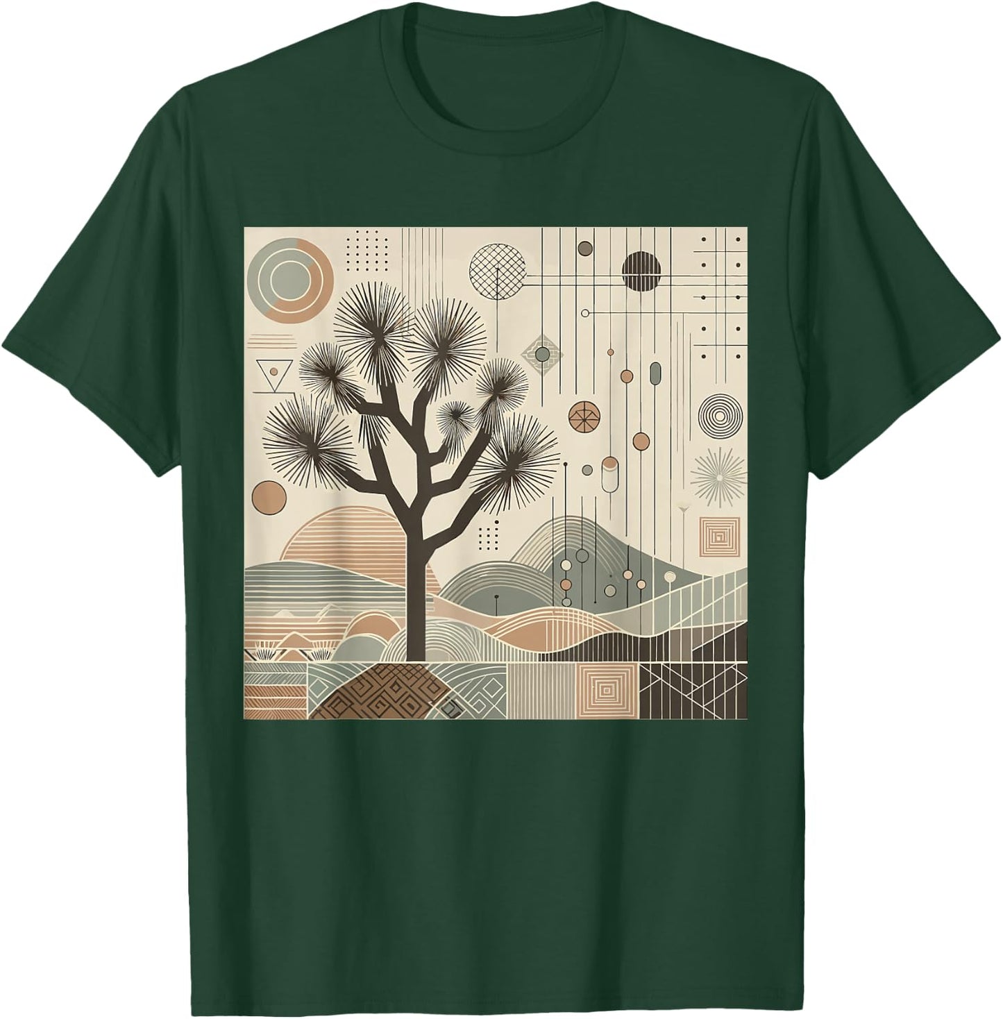 Joshua Tree National Park Line Art Vintage Hiking Camping T-Shirt - T-Shirt | Forest