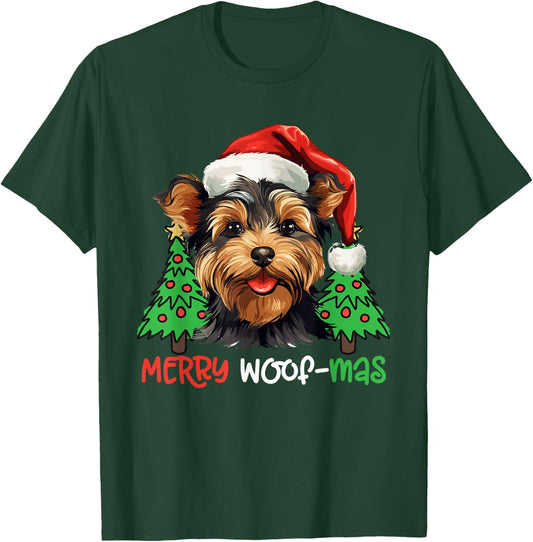 Yorkshire Terrier Yorkie Merry Woof-mas Christmas X-mas T-Shirt - T-Shirt | Forest