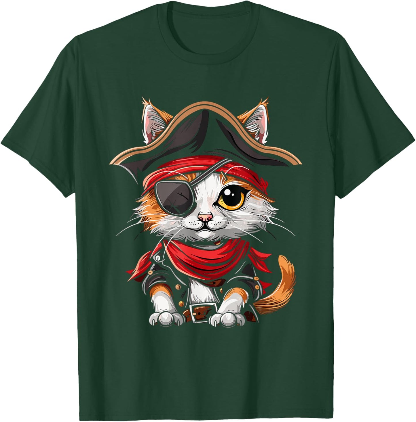 Pirate Cat Funny Halloween Kitten T-Shirt - T-Shirt | Forest