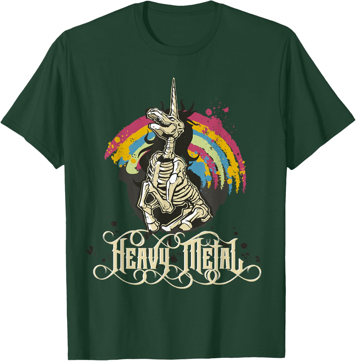 Heavy Metal Funny Skull Unicorn T-Shirt - T-Shirt | Forest