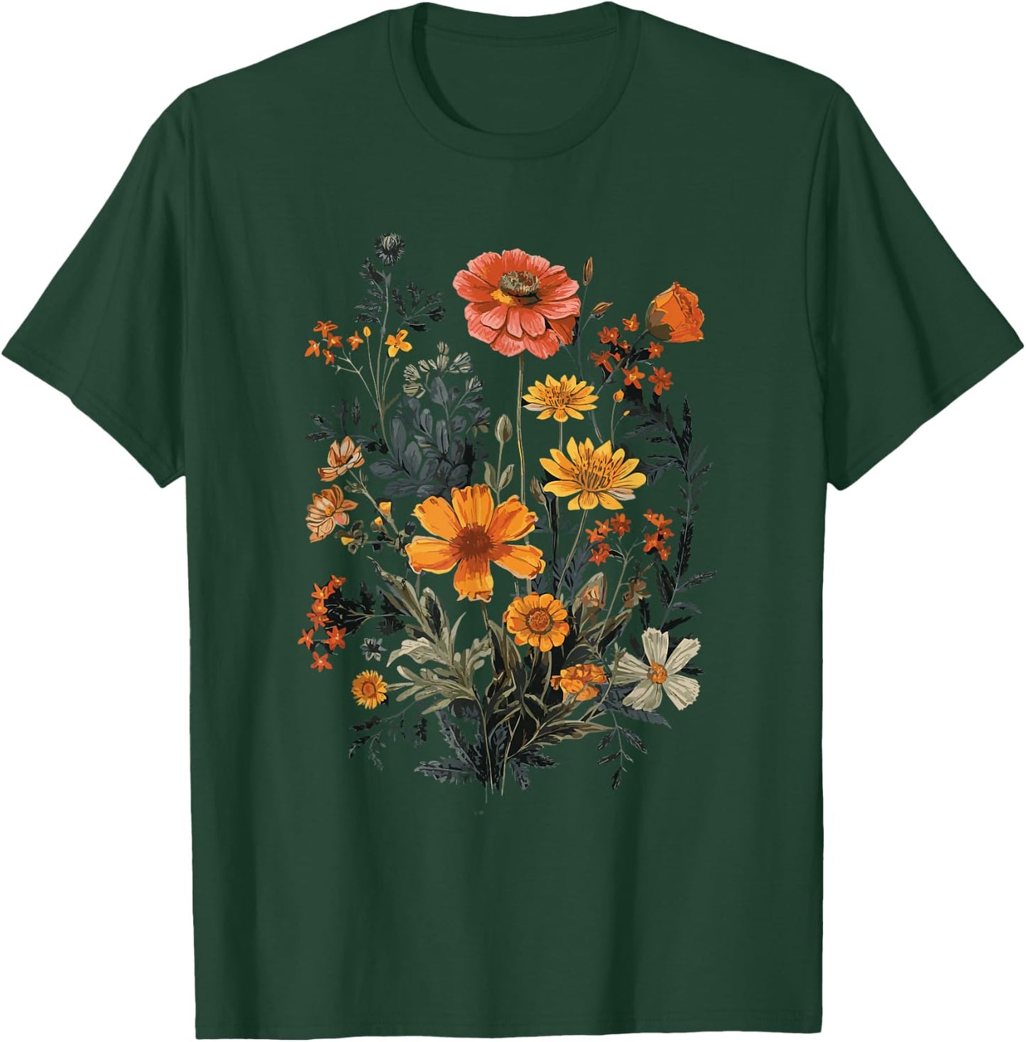 Vintage Flowers Floral Pressed Flower T-Shirt - T-Shirt | Forest
