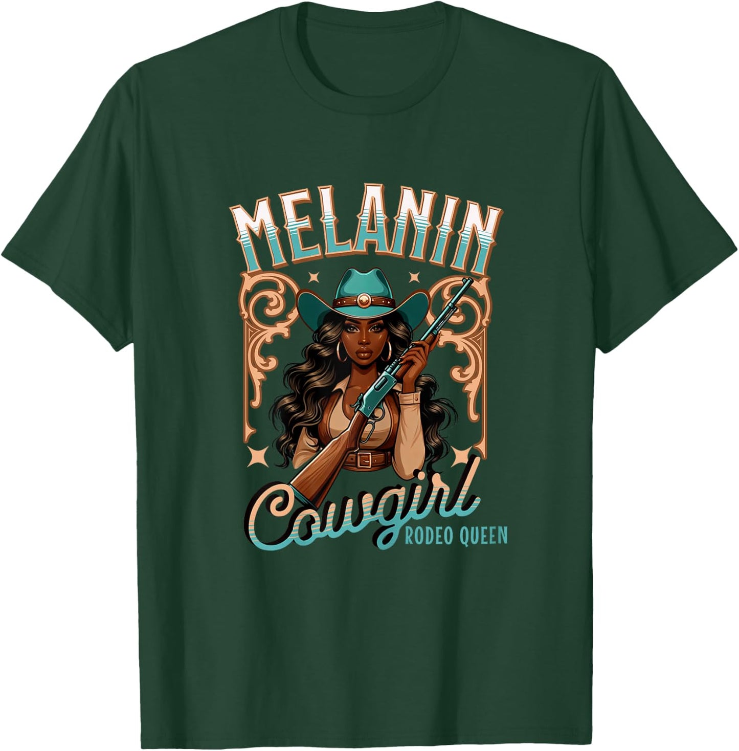 Melanin Cowgirl Rodeo Queen Country African American Western T-Shirt - T-Shirt | Forest