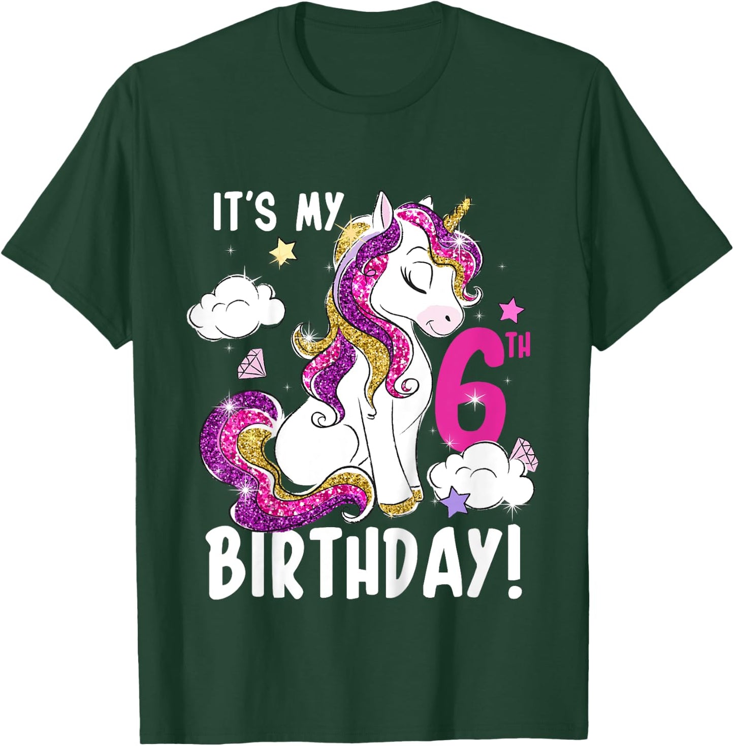 It's My 6th Birthday Unicorn T-Shirt - T-Shirt | Forest