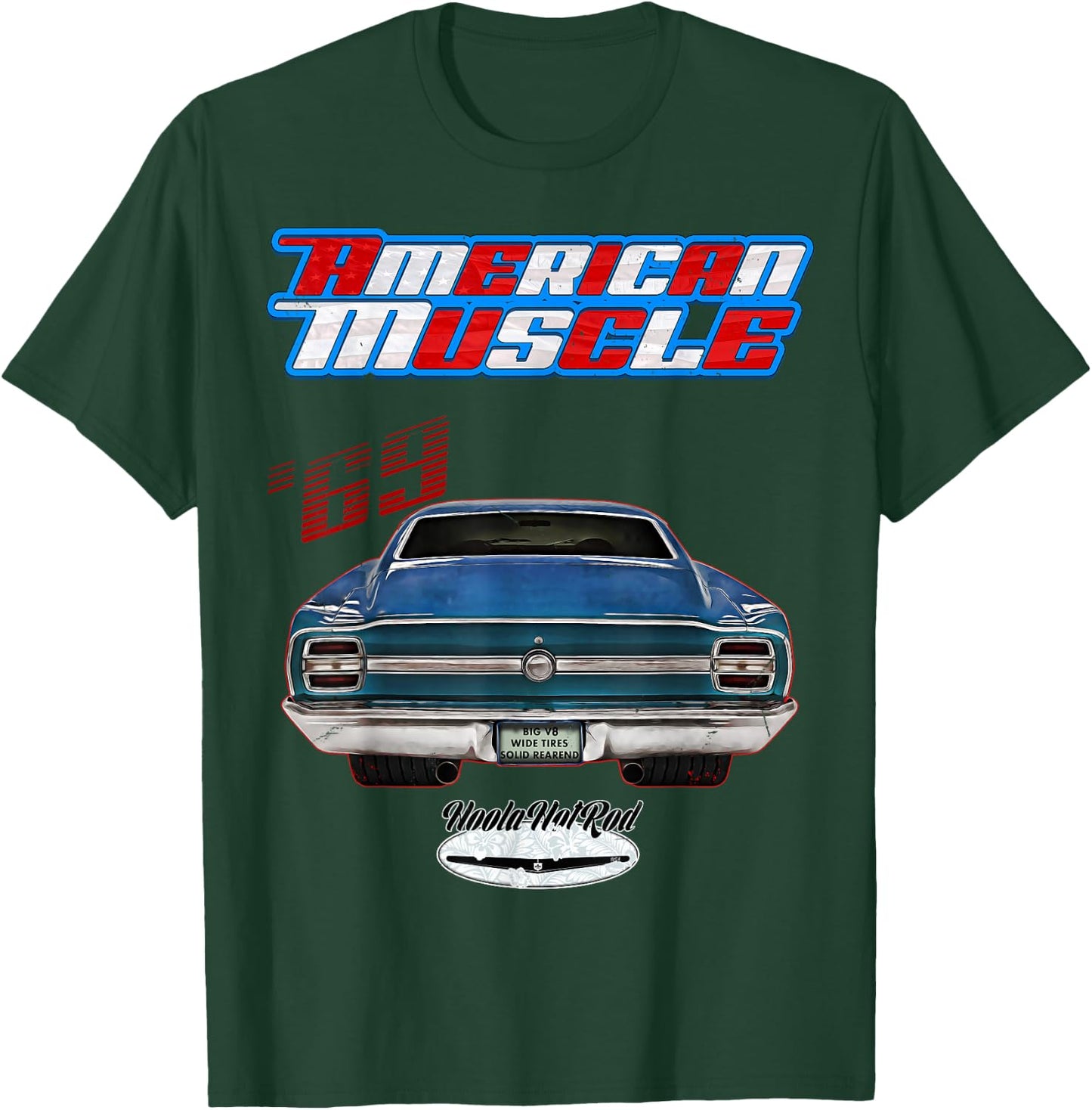 Hoola Hotrod 1969 Torino Hot Rod Muscle Car Pony Car Adult Black Cotton Polyester Small Classic Fit Pull On Short Sleeve T-Shirt - T-Shirt | Forest