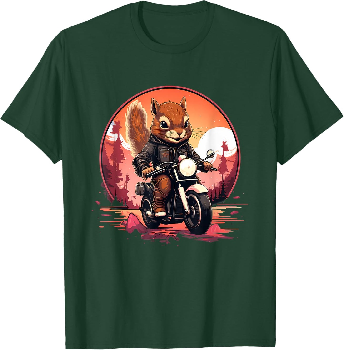 Biker Squirrel Riding Motorcycle T-Shirt - T-Shirt | Forest
