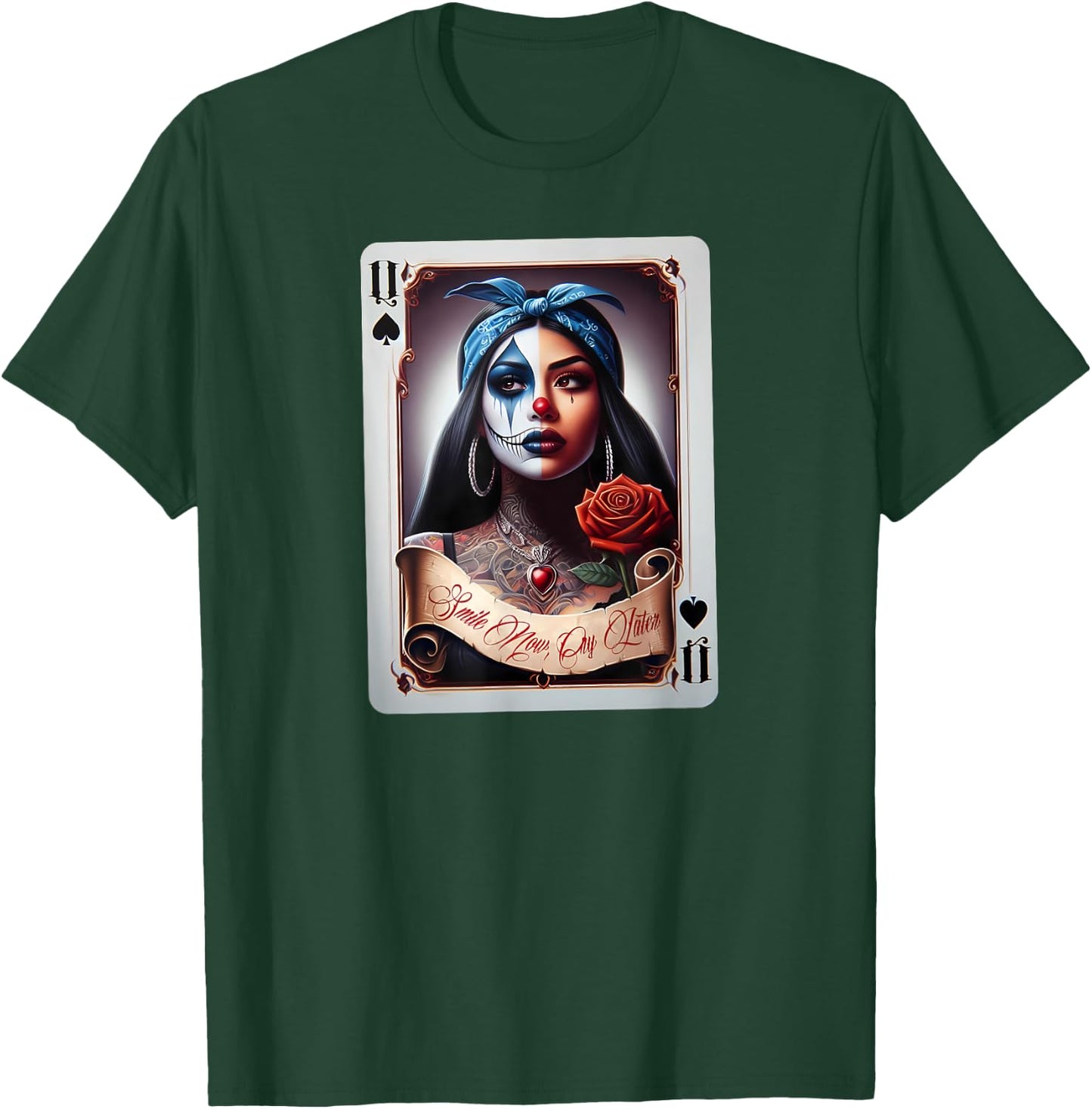 Smile Now CRY Later Camisa Chicana Chicano Tattoo Art Clown T-Shirt - T-Shirt | Forest