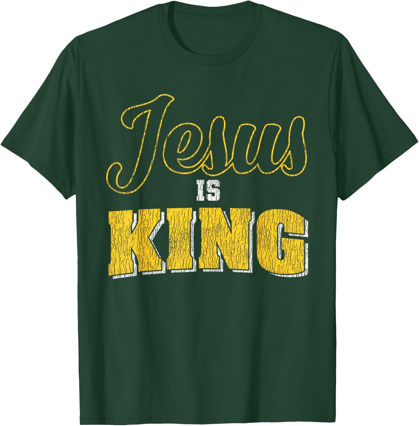 Vintage Jesus Is King Bible Quote Faith Religious Christian T-Shirt - T-Shirt | Forest