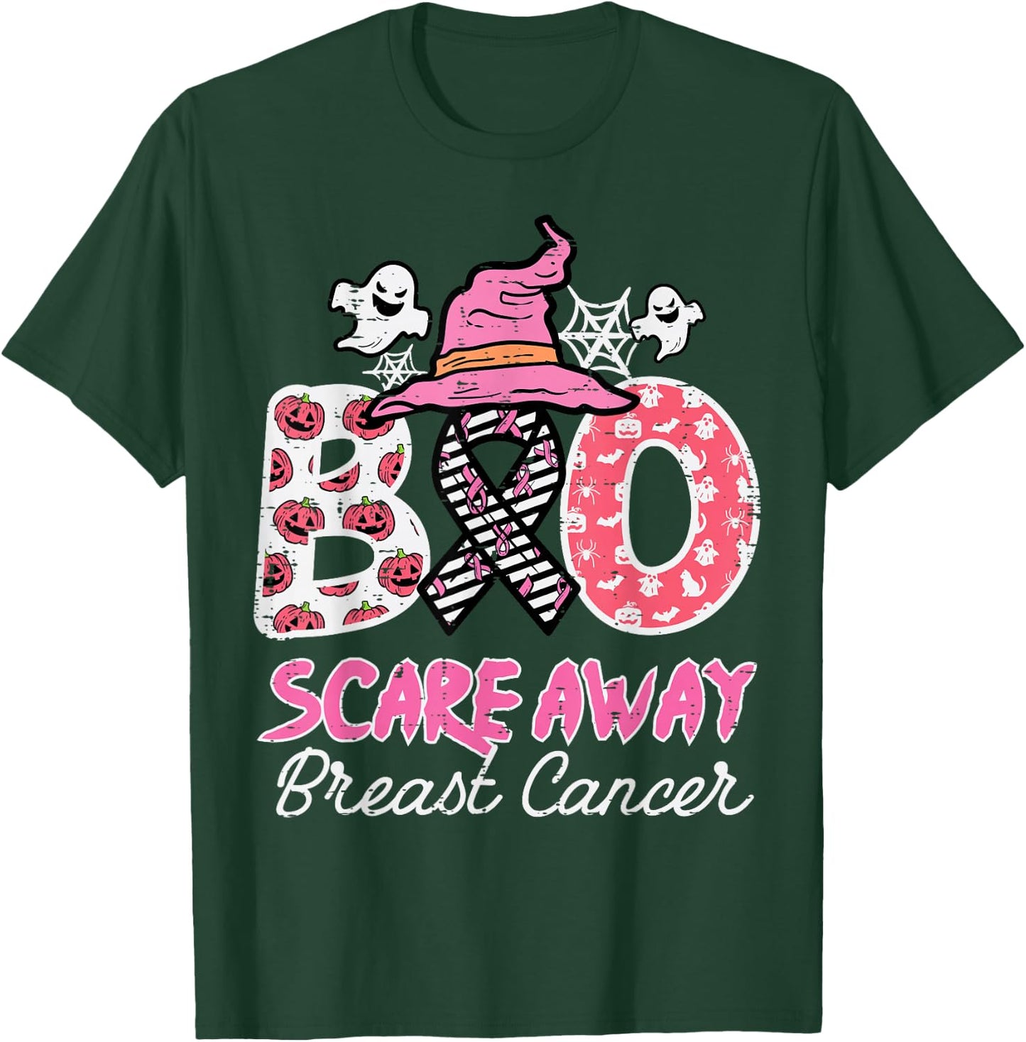Halloween Boo Scare Breast Cancer Awareness Men Women Kids T-Shirt - T-Shirt | Forest