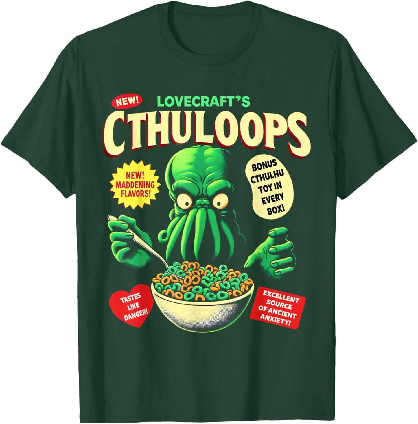 Cthuloops Cereal Parody for Horror Fans - Cthulhu T-Shirt - T-Shirt | Forest