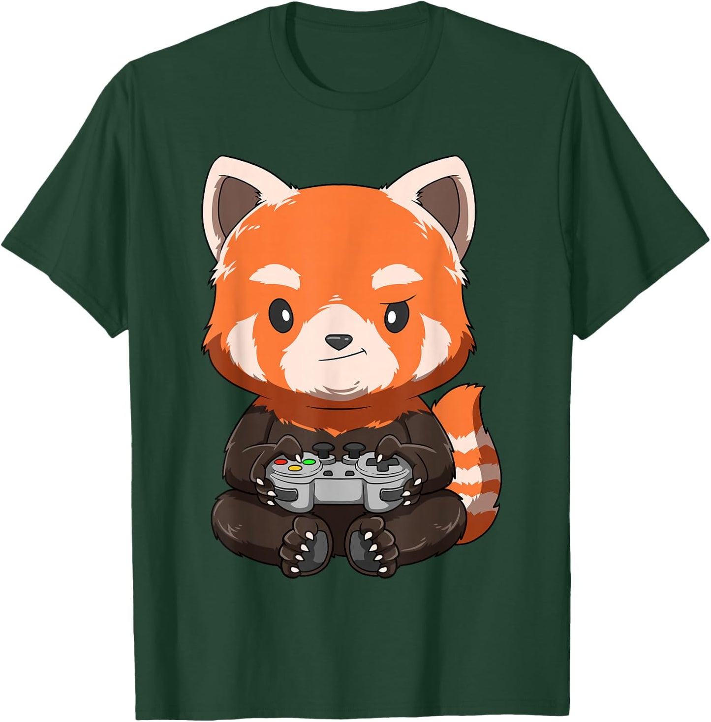 Gaming Red Panda Gamer Red Panda Playing Video Games T-Shirt - T-Shirt | Forest
