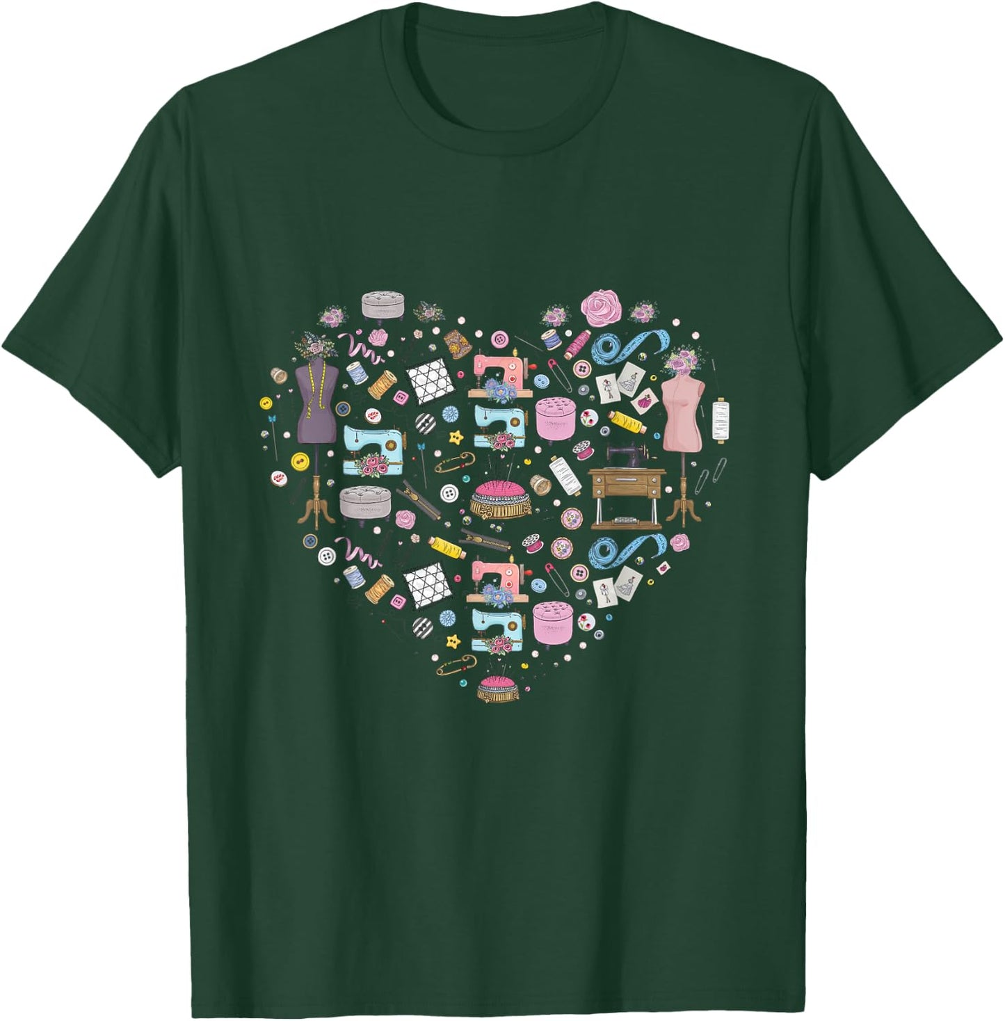 Sewing Quilting Machine Quilters Gift Sewing Lover Heart T-Shirt - T-Shirt | Forest
