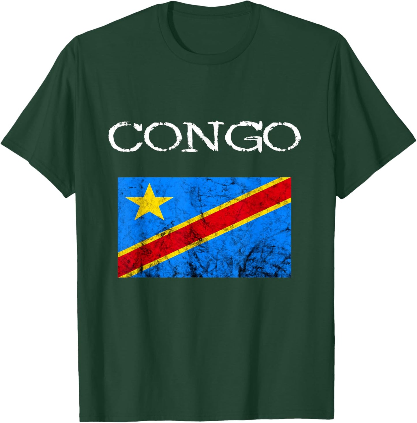 Coole Afrika Kongo Flagge Kongolese Congo Democratic Republic of Congo , Black, Small, -Adults, Short Sleeve, , Casual, Flag T-Shirt - T-Shirt | Forest
