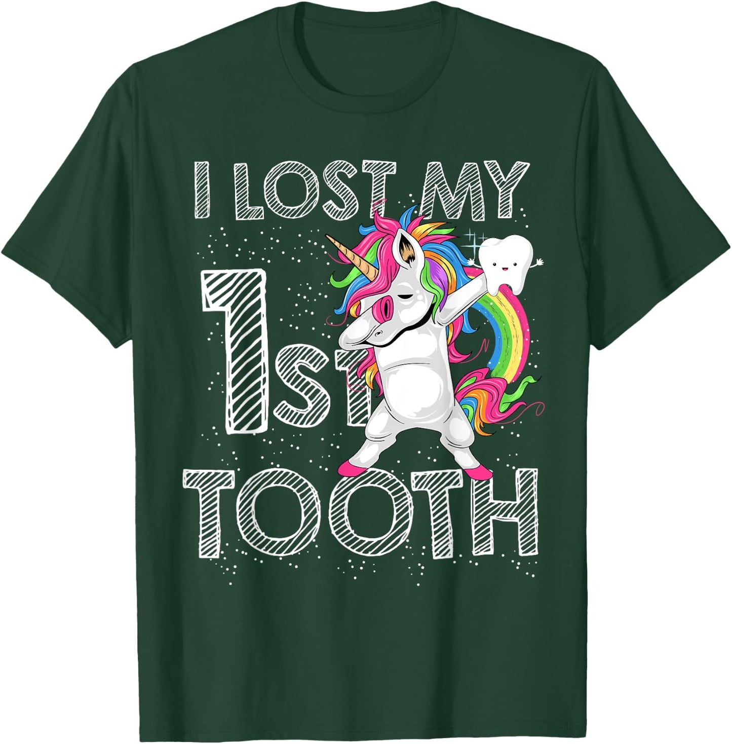 I Lost My First Tooth Baby Tooth Fairy Unicorn Dabbing T-Shirt - T-Shirt | Forest