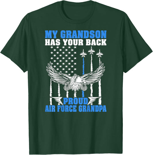 My Grandson Has Your Back Proud Air Force Grandpa Military T-Shirt - T-Shirt | Forest