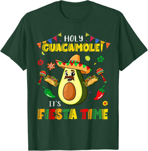 Funny Cinco De Mayo Holy Guacamole It's Fiesta Time Avocado T-Shirt - T-Shirt | Forest