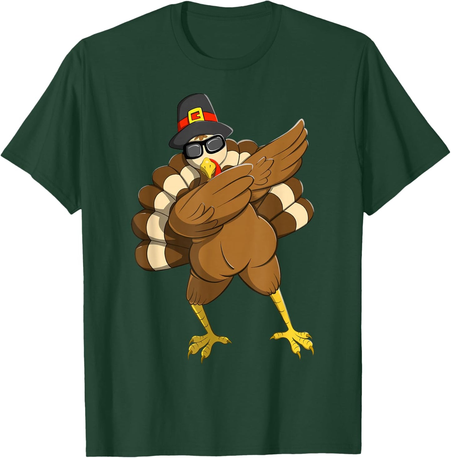 Dabbing Turkey Dabbing Thanksgiving Turkey Thanksgiving Day T-Shirt - T-Shirt | Forest