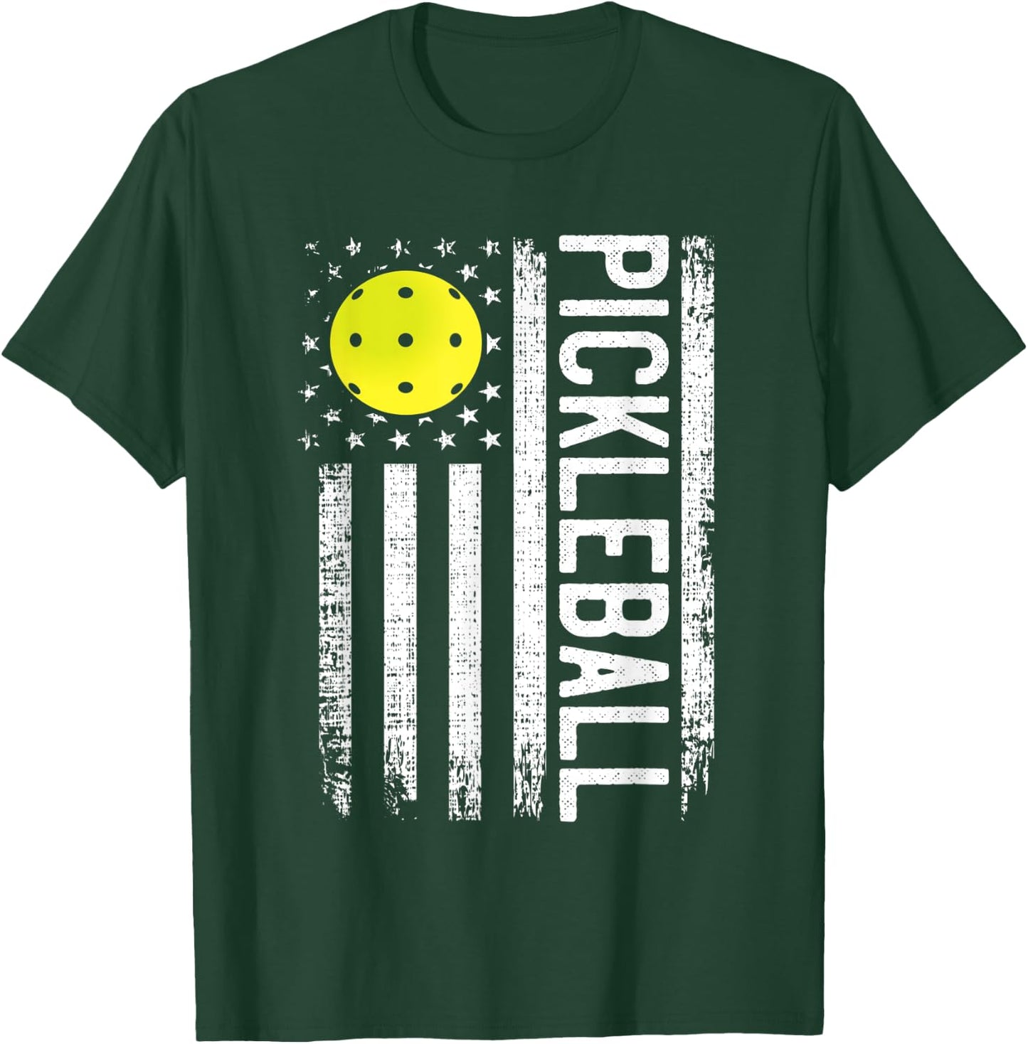 Pickleball Shirt American Flag Funny Pickleball Player Shirt Women Men T-Shirt - T-Shirt | Forest