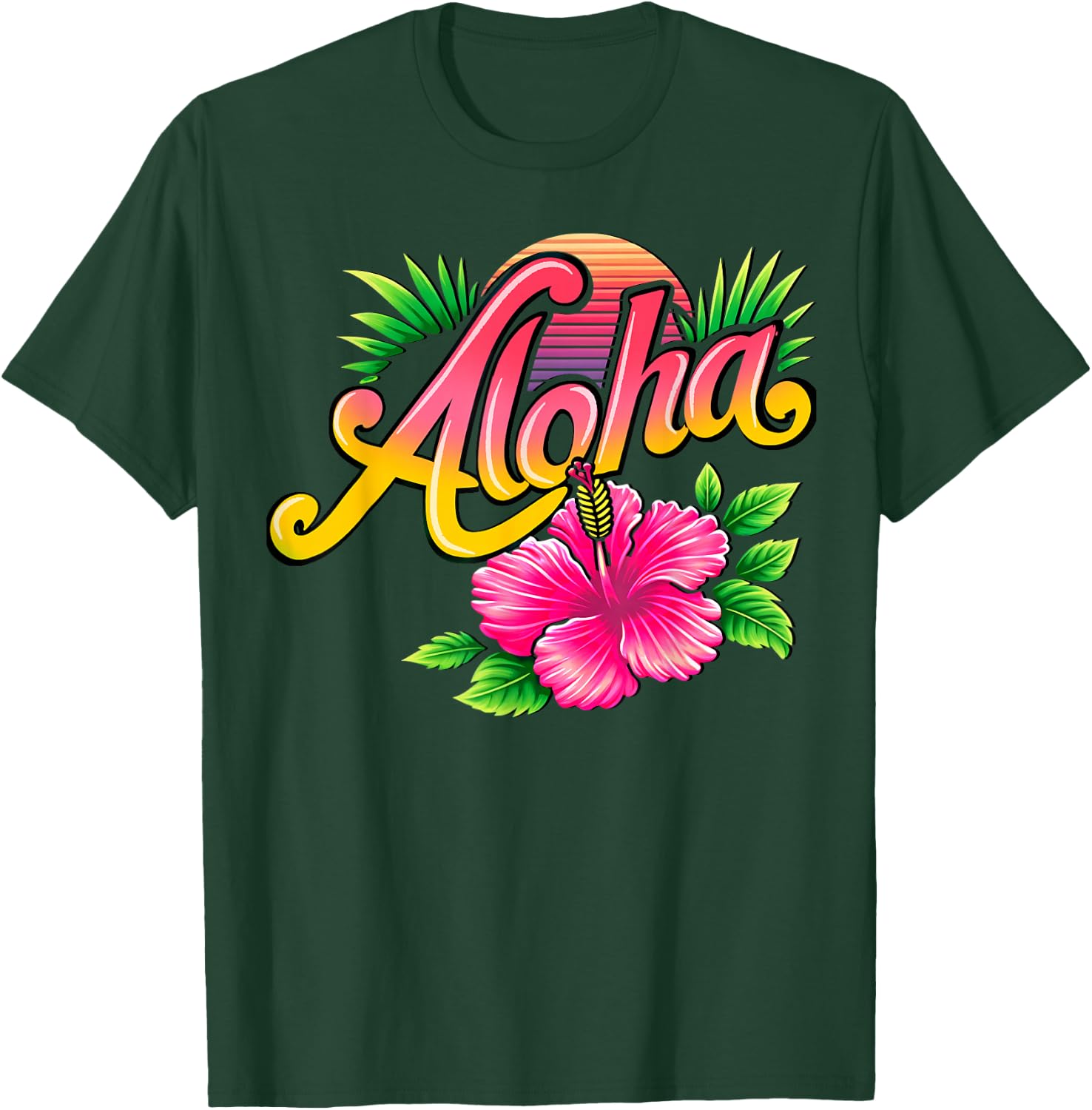 Aloha Hibiscus Flower - Hawaiian Flower Essence T-Shirt - T-Shirt | Forest