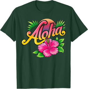 Aloha Hibiscus Flower - Hawaiian Flower Essence T-Shirt - T-Shirt | Forest