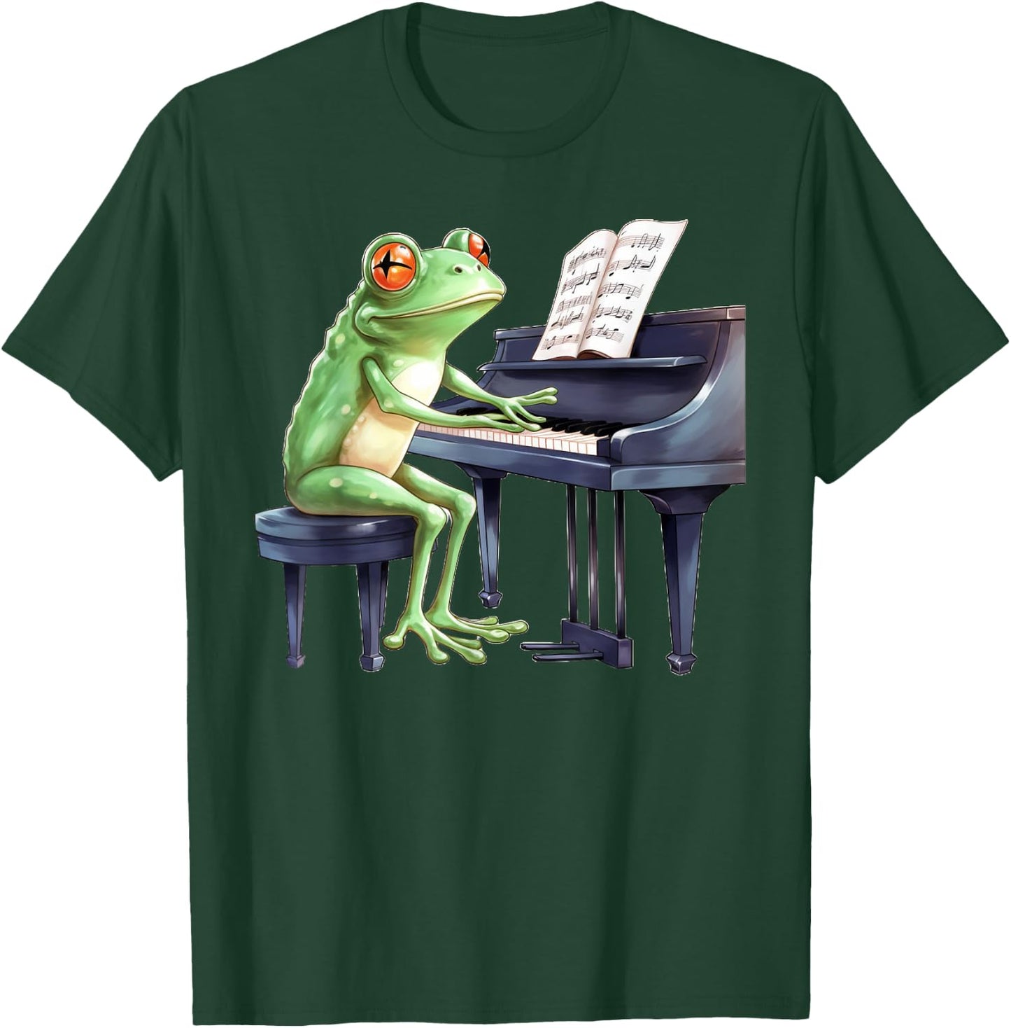 Cute Frog Playing Piano Musician Music T-Shirt - T-Shirt | Forest