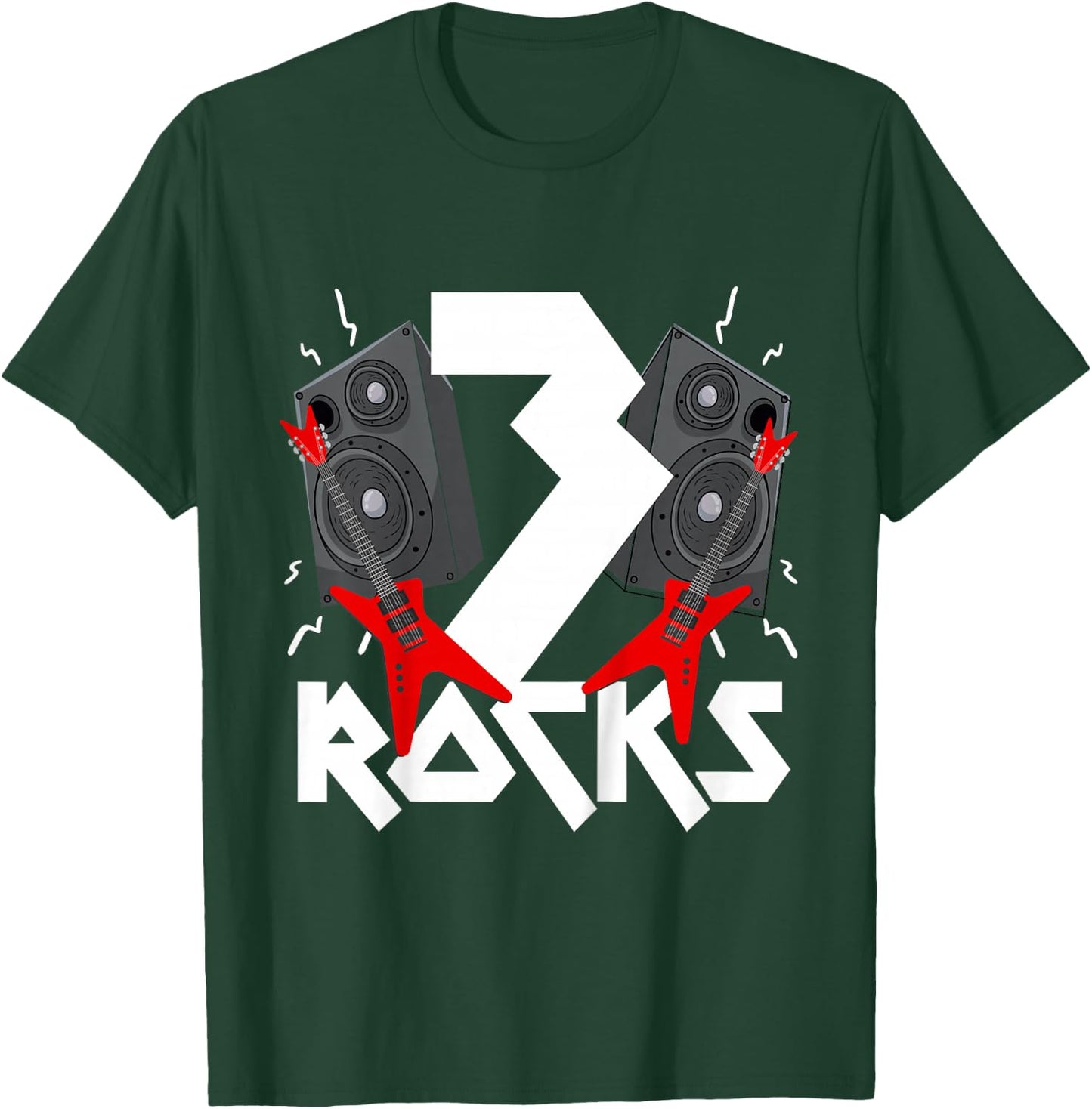 3 Rocks Birthday Party 3 Year Old Rock N Roll Star 3rd Gift T-Shirt - T-Shirt | Forest