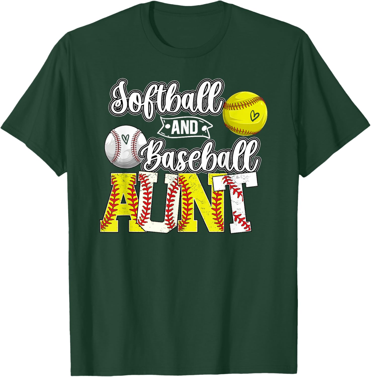 Softball And Baseball Aunt Proud Baseball Softball Aunt T-Shirt - T-Shirt | Forest