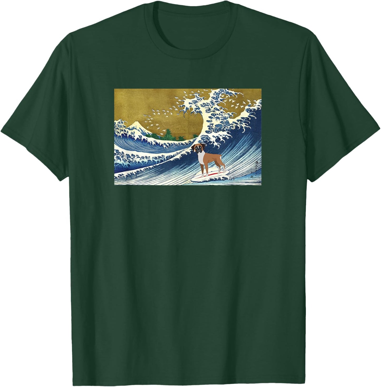 Funny Retro Vintage Surfing A Wave Boxer Dog Breed Lover T-Shirt - T-Shirt | Forest