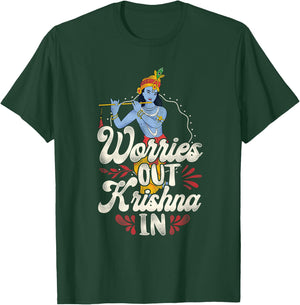 Worries Out - Hindu Hinduism Diwali Gods Lord Krishna T-Shirt - T-Shirt | Forest