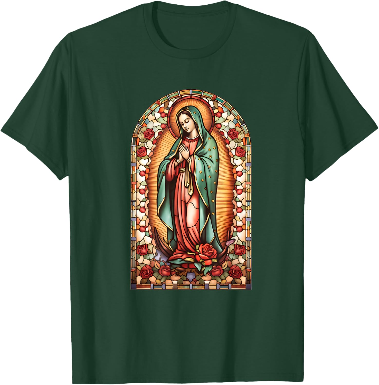 Catholic Saint Lady Of Guadalupe Graphic Women Virgin Mary T-Shirt - T-Shirt | Forest