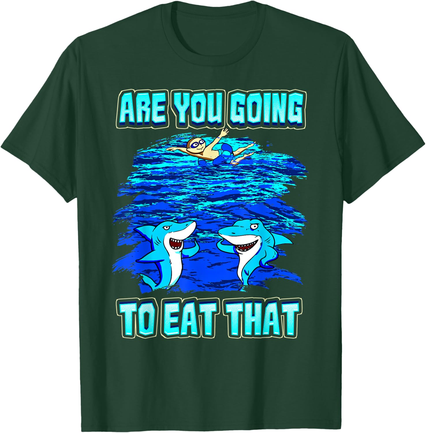 Shark Humor Ocean Swimmers Beware Funny Shark T-Shirt - T-Shirt | Forest