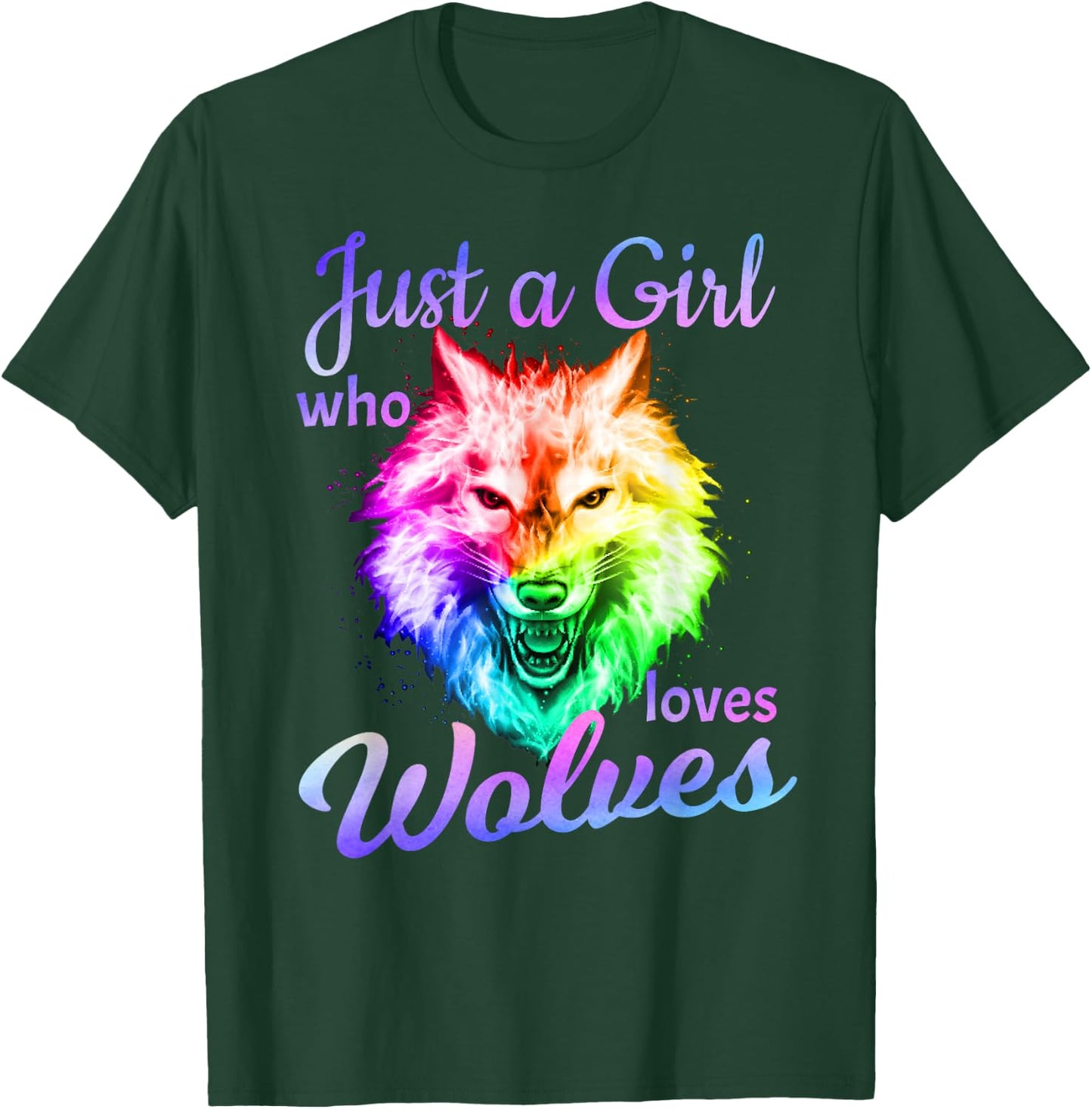 Just a Girl Who Loves wolves - Moon Wolf Shirt Girls Women T-Shirt - T-Shirt | Forest