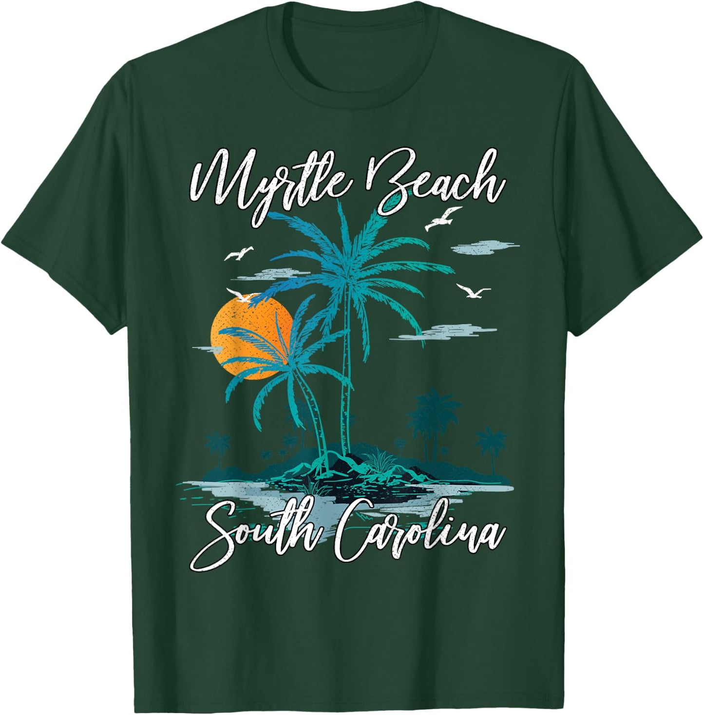 Family Vacation Retro Sunset South Carolina Myrtle Beach T-Shirt - T-Shirt | Forest