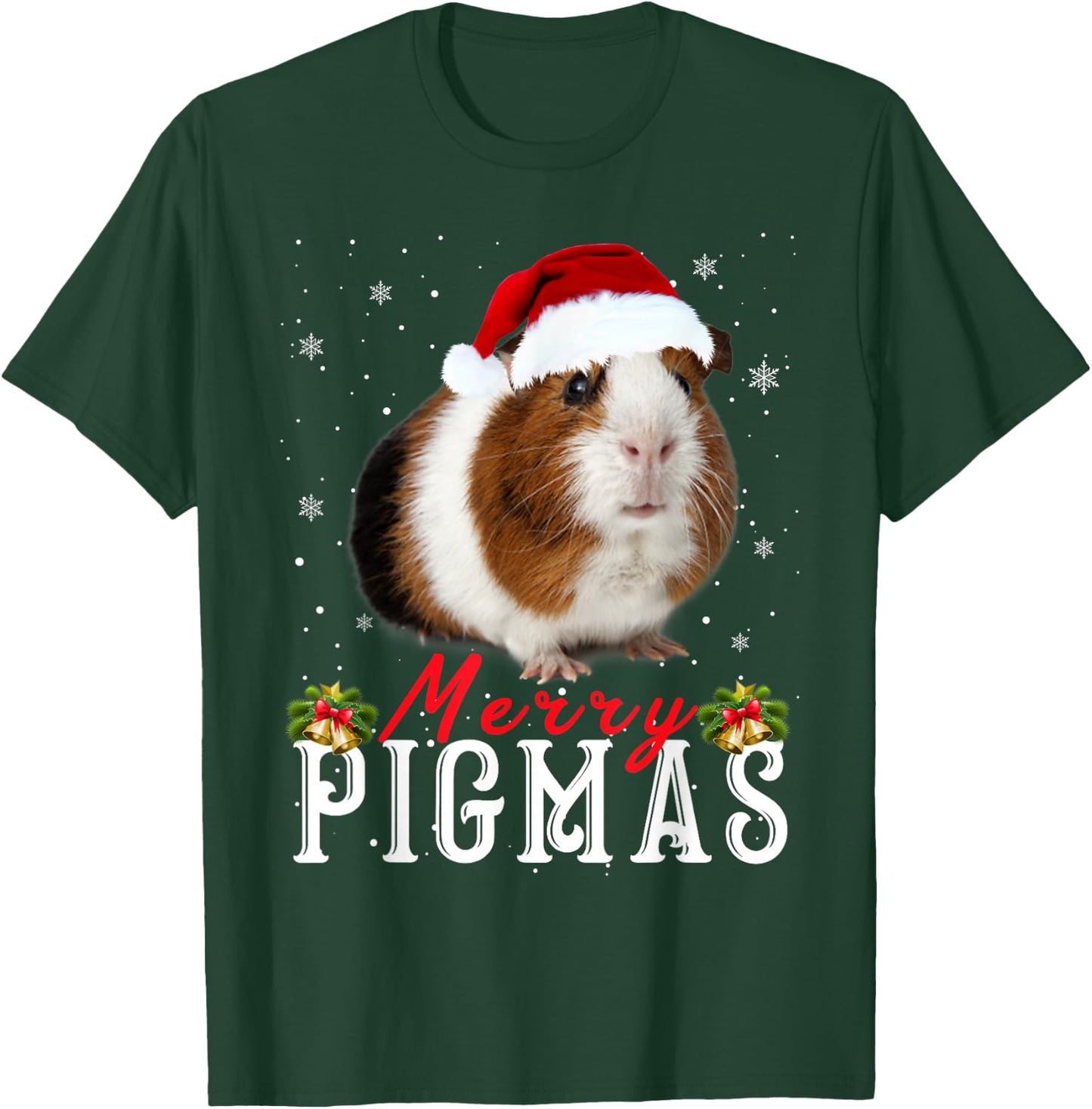 Merry Pigmas Face Mask Funny Guinea Pig Christmas Santa Xmas T-Shirt - T-Shirt | Forest