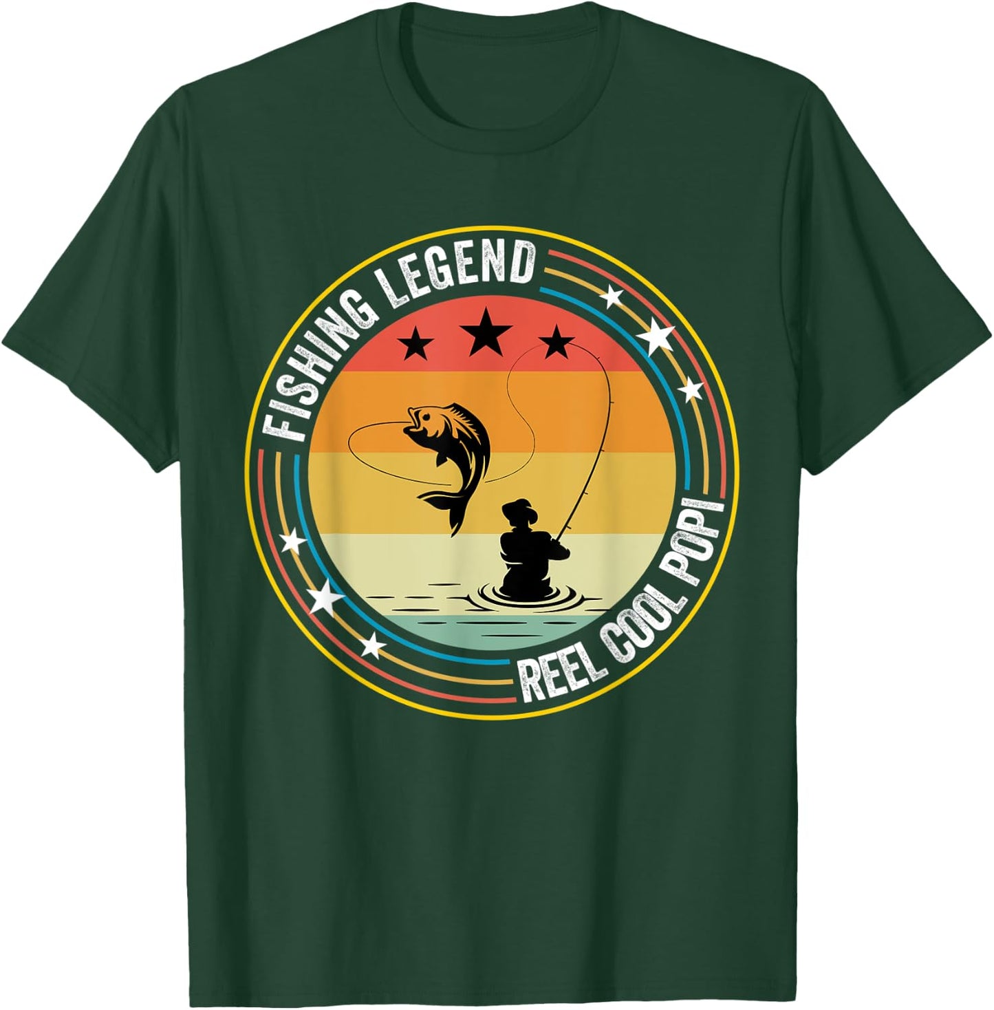 Retro Vintage Reel Cool Popi Fishing Legend Gift T-Shirt - T-Shirt | Forest