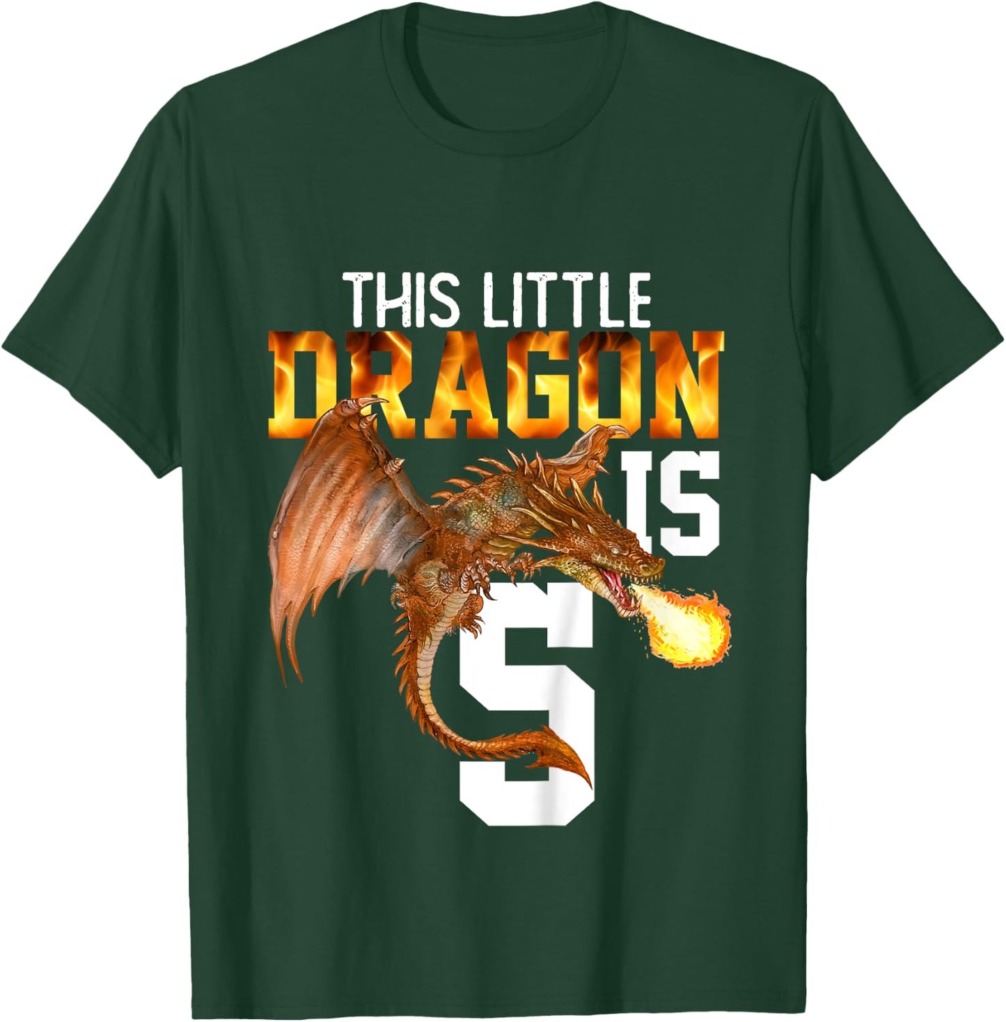 Turning 5 Year Old Birthday Gift Boy Dragon 5th Bday Girl T-Shirt - T-Shirt | Forest