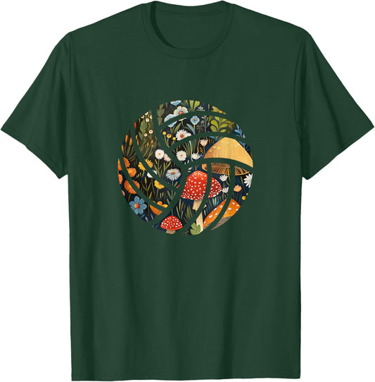 Volleyball Silhouette Aesthetic Cottagecore T-Shirt - T-Shirt | Forest