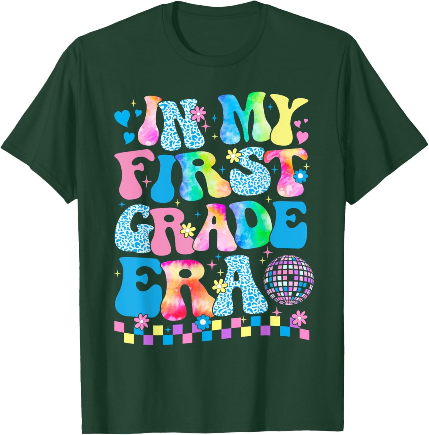 In My First Grade Era Groovy Back To School Teachers Kids T-Shirt - T-Shirt | Forest