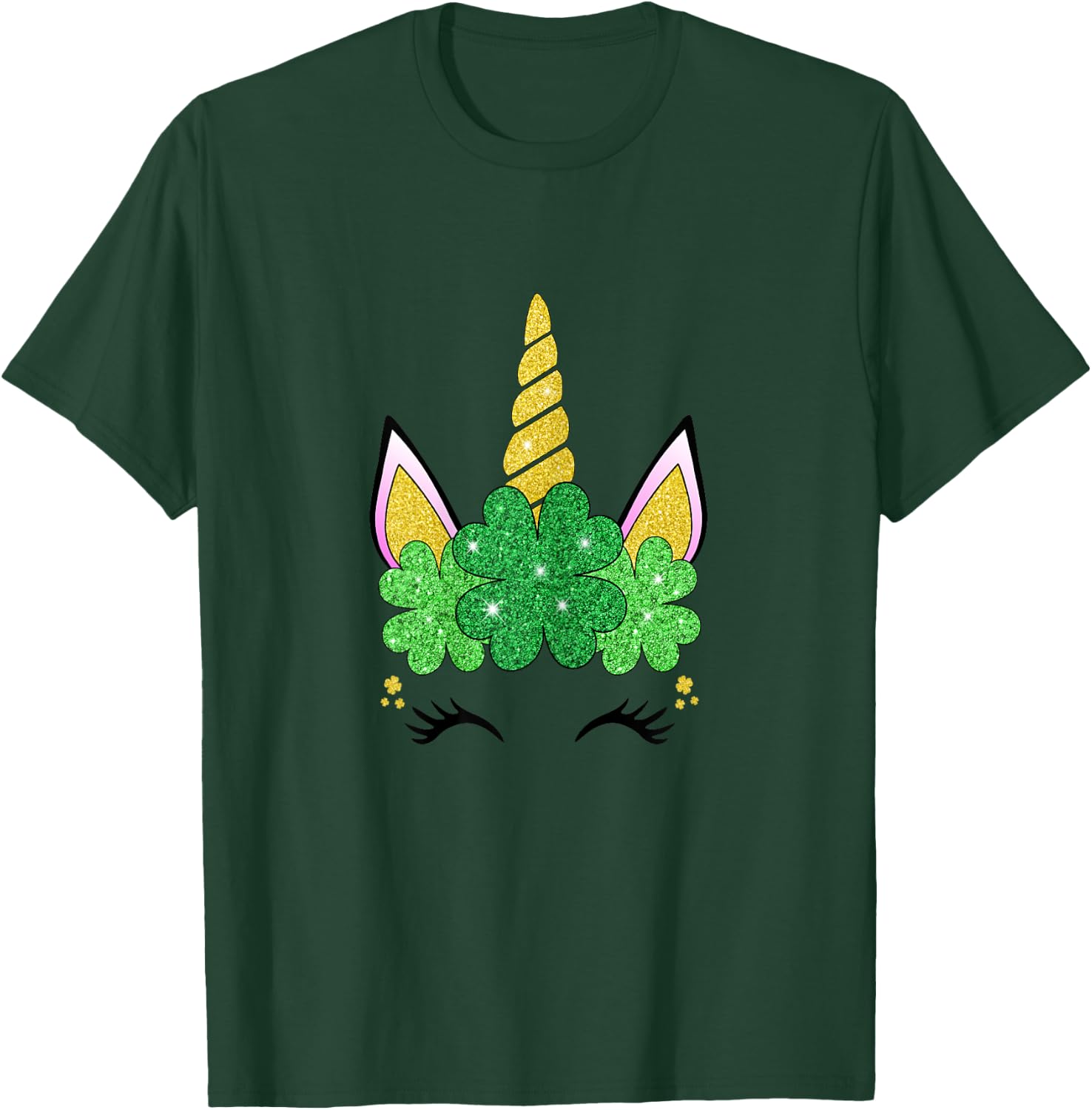 Cute Unicorn St Patrick's Day Girls Green Shamrocks Irish T-Shirt - T-Shirt | Forest