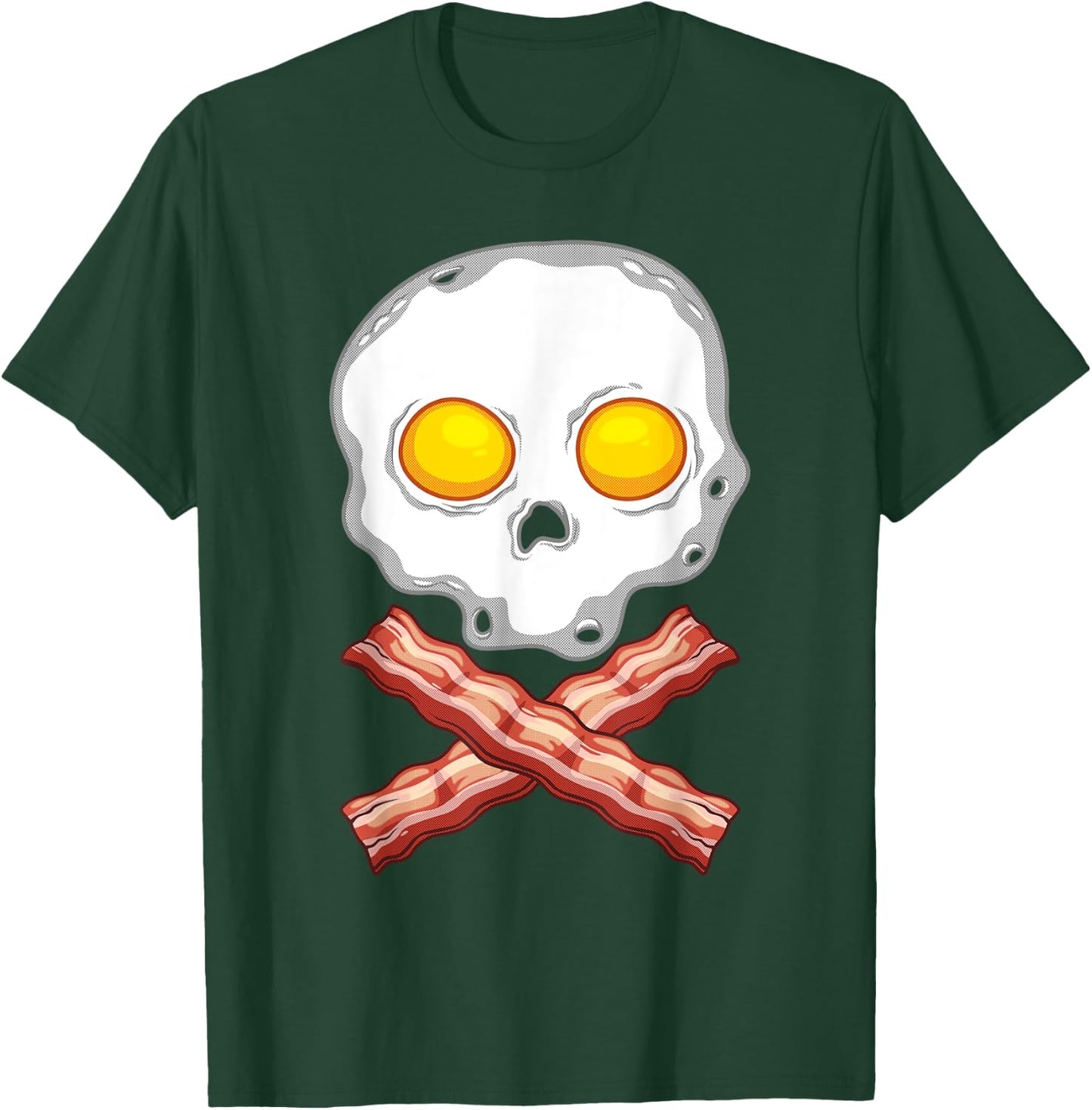 Funny Bacon & Eggs Skull Gift Men Women Kid Crossbones Lover T-Shirt - T-Shirt | Forest