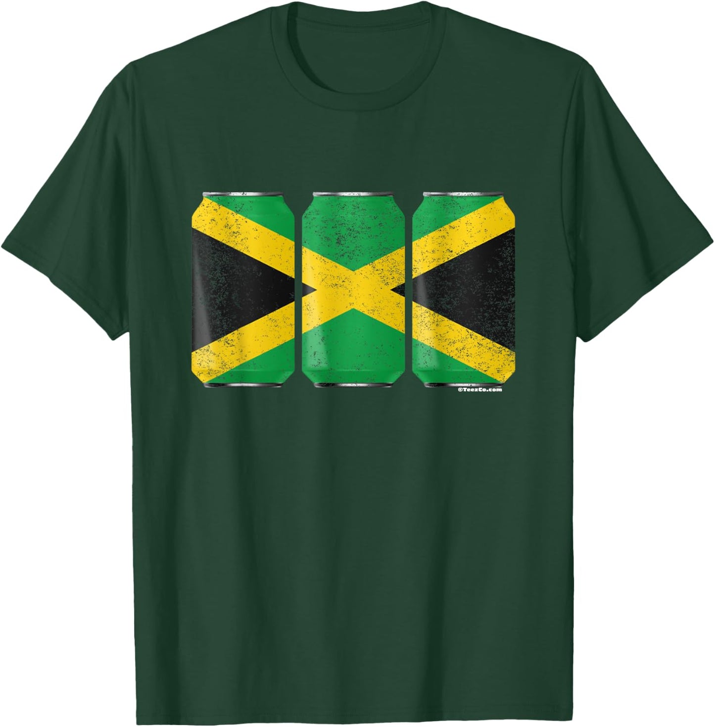 Cool Graphic Beer Cans Jamaica Flag T-Shirt - T-Shirt | Forest