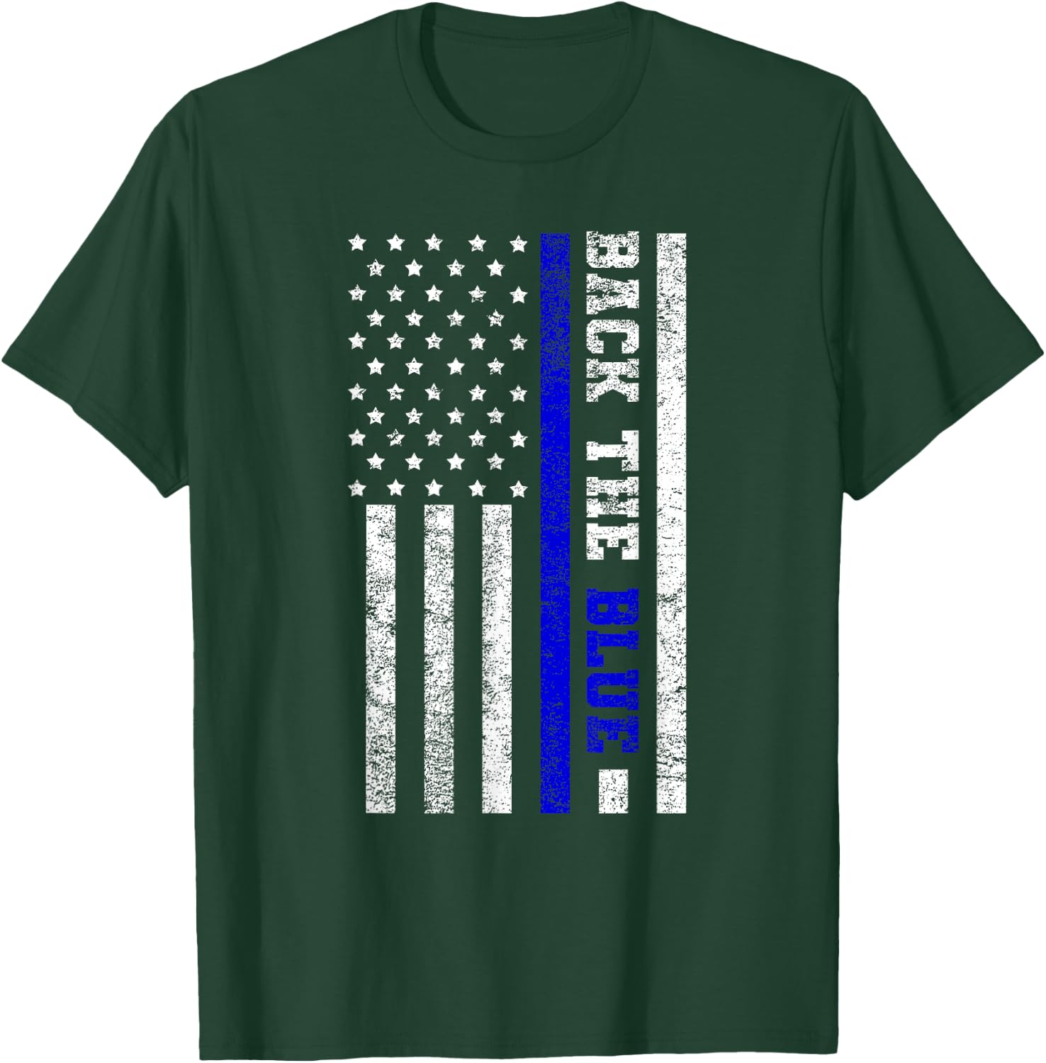 Back The Blue USA Flag Blue Line United States Police Gift T-Shirt - T-Shirt | Forest