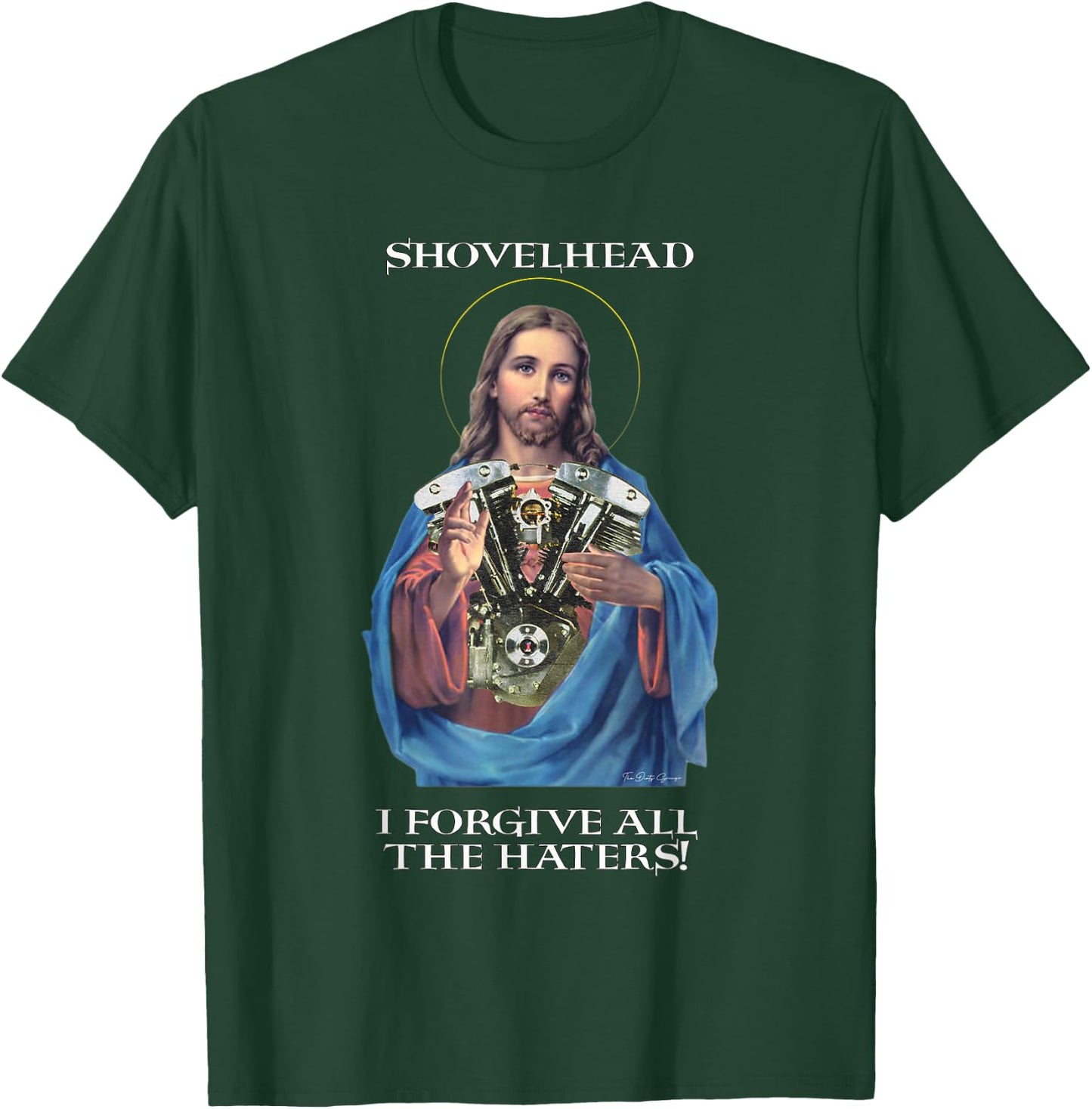 Retro Jesus Shovelhead I Forgive all the haters Biker Gear T-Shirt - T-Shirt | Forest