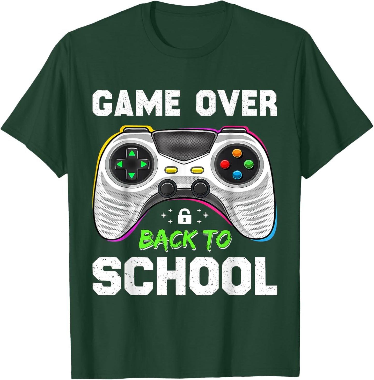 Back To School Game Over Back To School Men Boy Kids Funny T-Shirt - T-Shirt | Forest