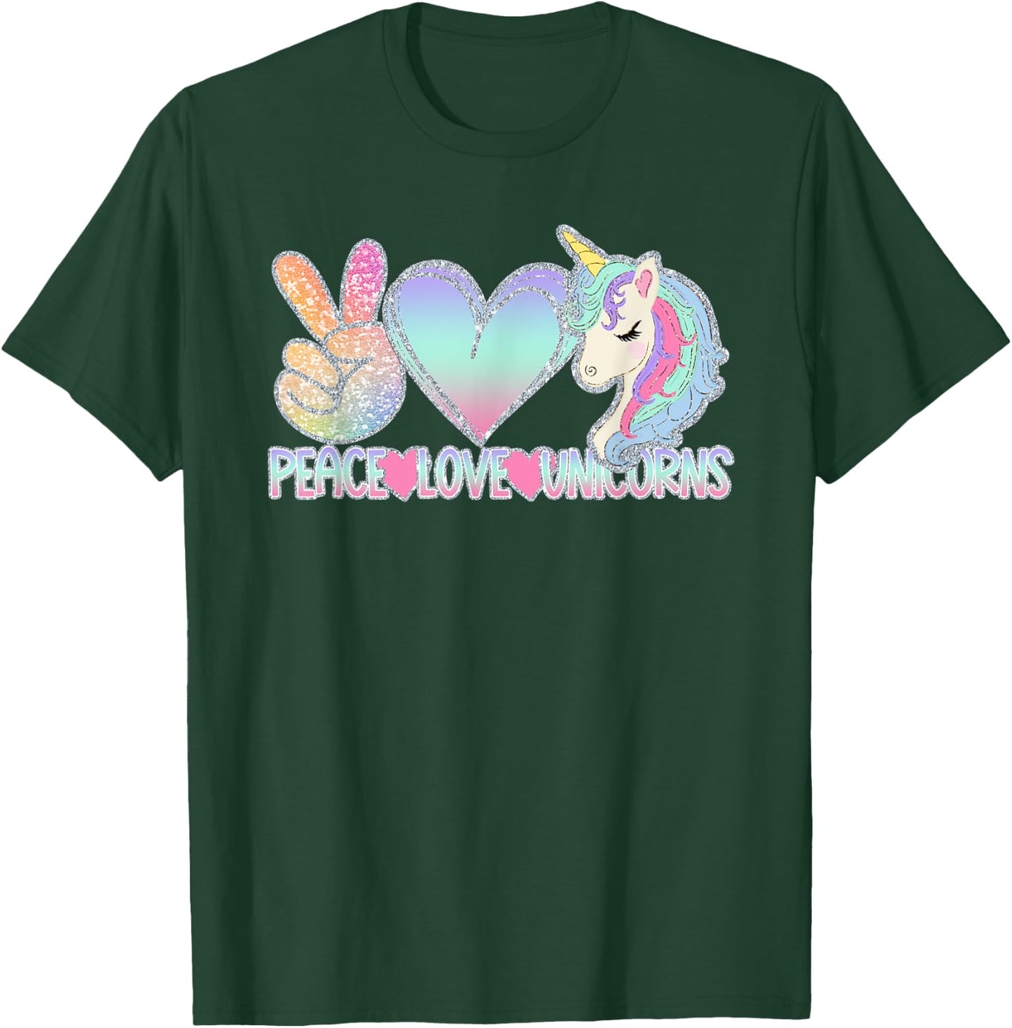 Peace Love Unicorns - Funny Magic Horse Lover Gift T-Shirt - T-Shirt | Forest