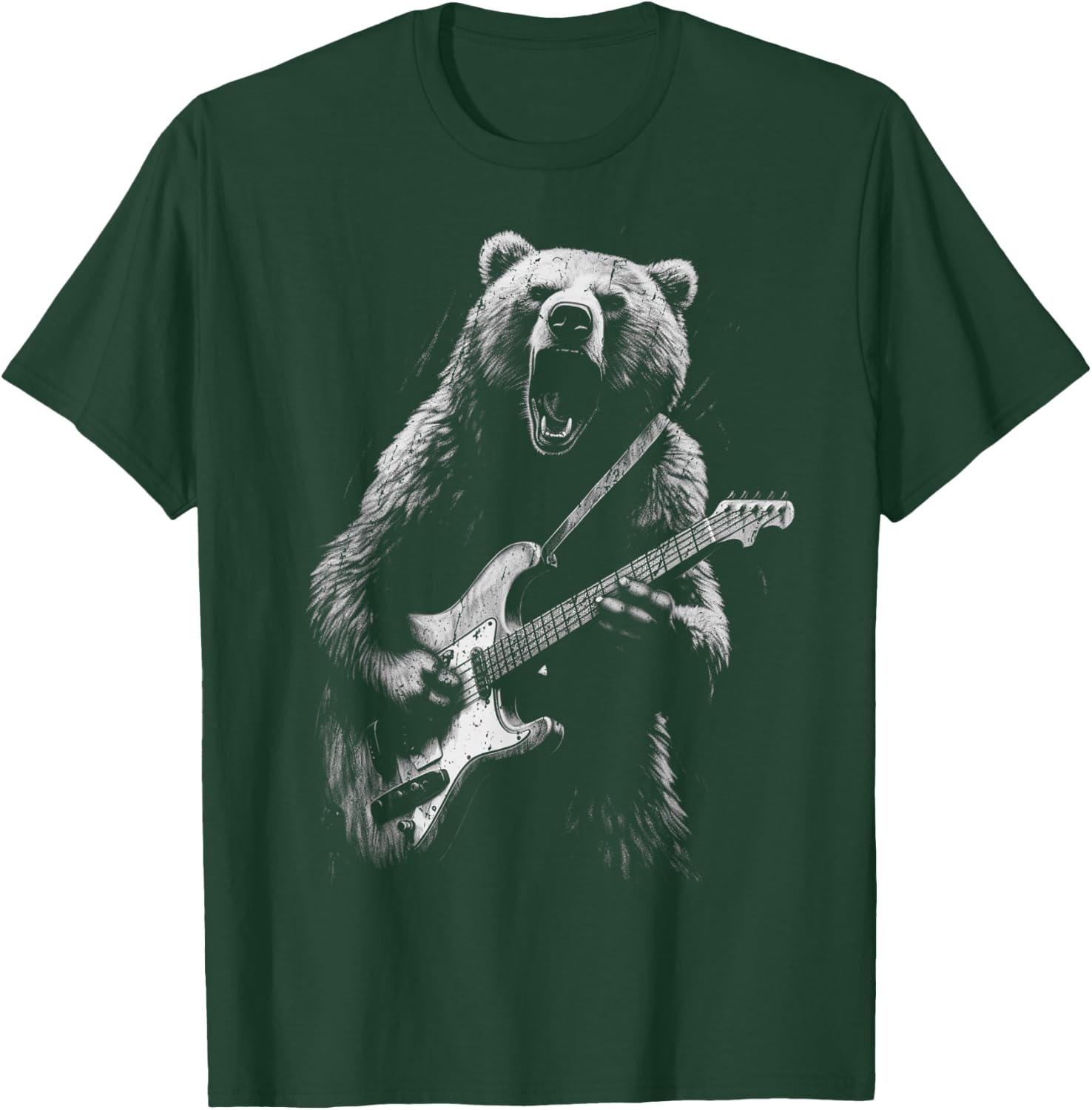 Rock Bear Playing Guitar - Funny Guitar Bear Music T-Shirt - T-Shirt | Forest