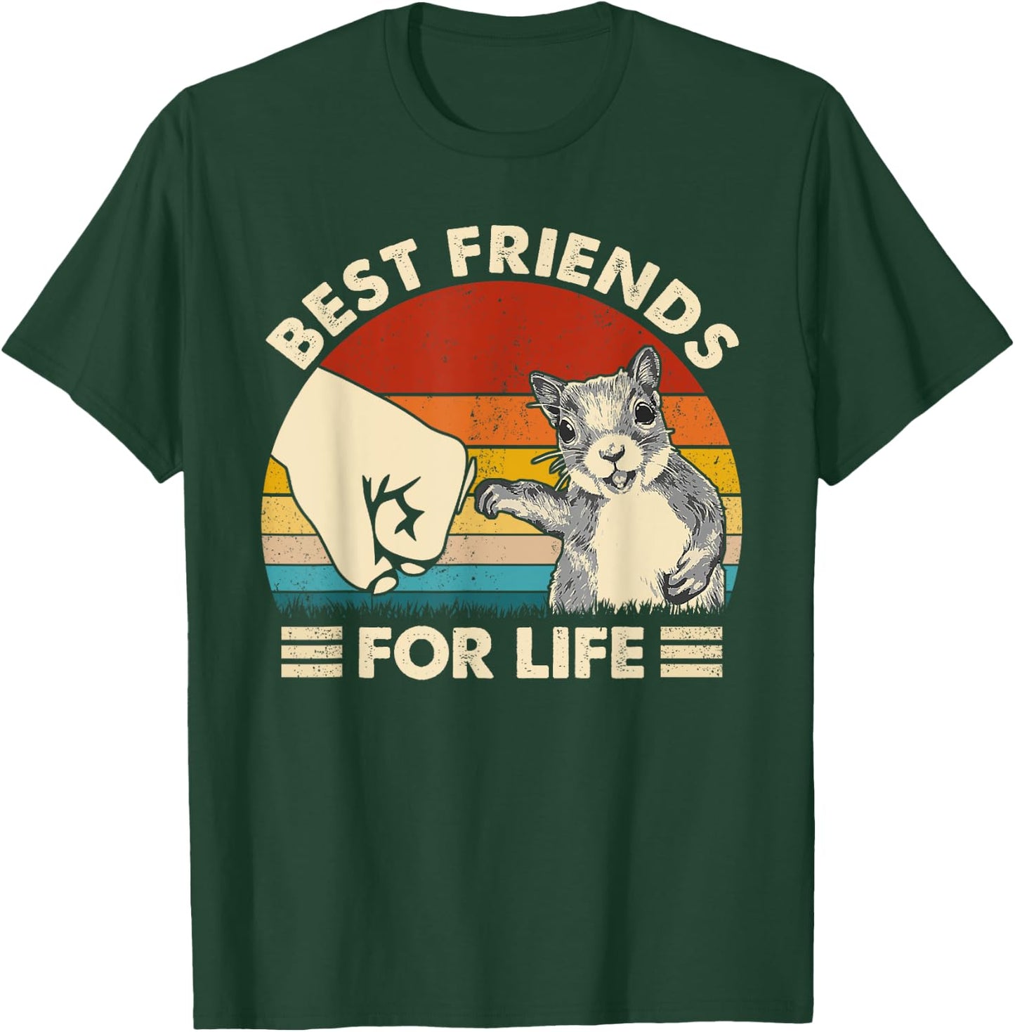 Retro Vintage Squirrel Best Friend For Life Fist Bump T-Shirt - T-Shirt | Forest